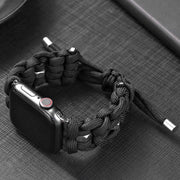 For Apple Watch Ultra 49mm Screw Nut Braided Paracord Watch Band(Black)
