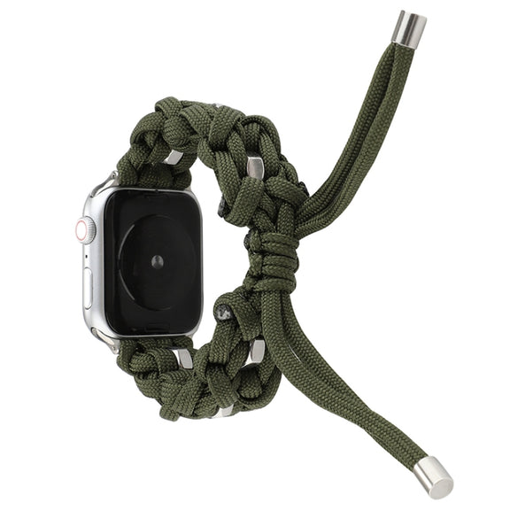 For Apple Watch Ultra 49mm Screw Nut Braided Paracord Watch Band(Green)