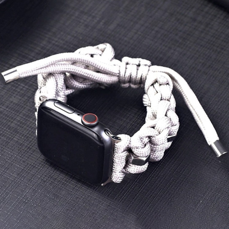 For Apple Watch Ultra 49mm Screw Nut Braided Paracord Watch Band(White)