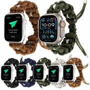For Apple Watch Ultra 2 49mm Screw Nut Braided Paracord Watch Band(White)