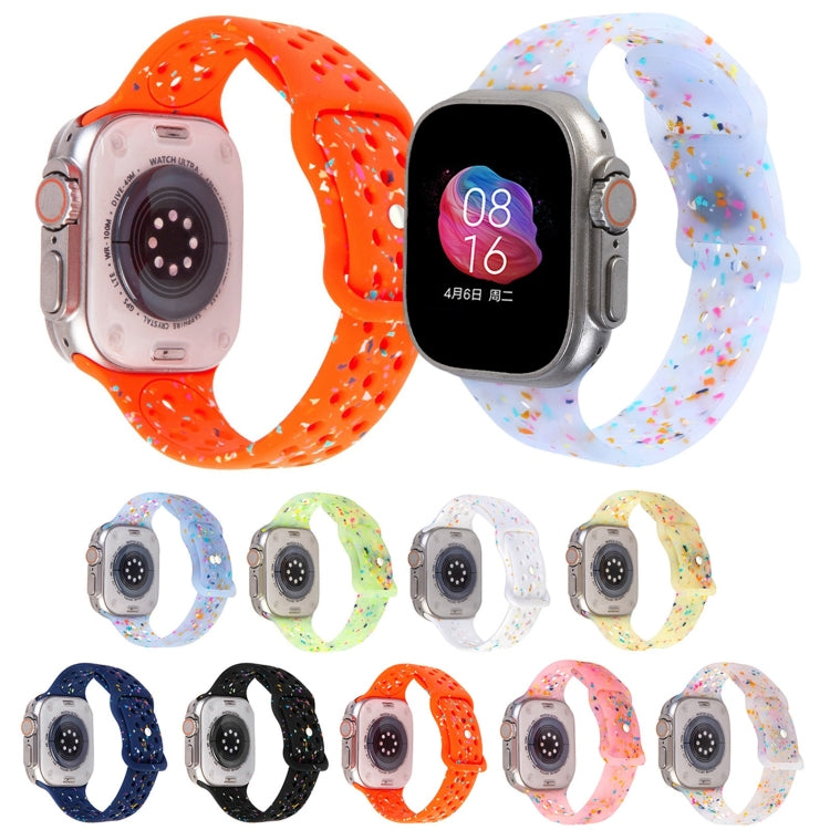 For Apple Watch SE 2023 44mm Jelly Color Dots Liquid Silicone Watch Band(White)