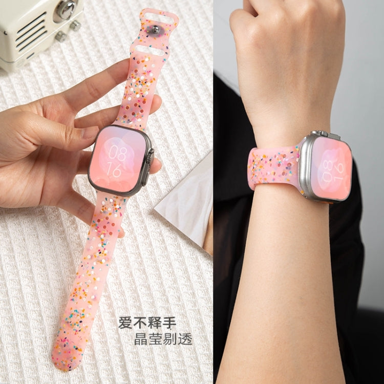 For Apple Watch SE 2023 44mm Jelly Color Dots Liquid Silicone Watch Band(White) - Watch Bands by PMC TechLife | Online Shopping South Africa | PMC TechLife