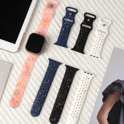 For Apple Watch SE 2023 44mm Jelly Color Dots Liquid Silicone Watch Band(White)