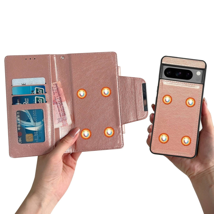 For Google Pixel 9 / Pixel 9 Pro Multifunctional 7-Card Wallet Leather Phone Case(Rose Gold) - Google Cases by PMC TechLife | Online Shopping South Africa | PMC TechLife | Buy Now Pay Later Mobicred