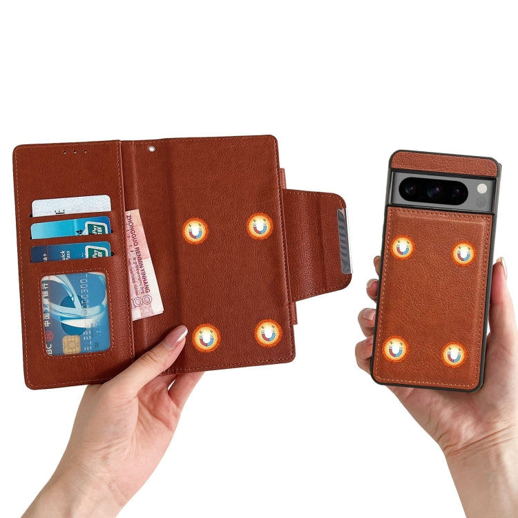 For Google Pixel 6 Pro Multifunctional 7-Card Wallet Leather Phone Case(Brown)