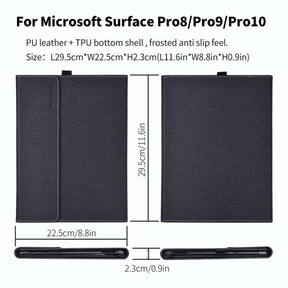For Microsoft Surface Pro 10 Cloth Texture PC Tablet Protective Case(Black)