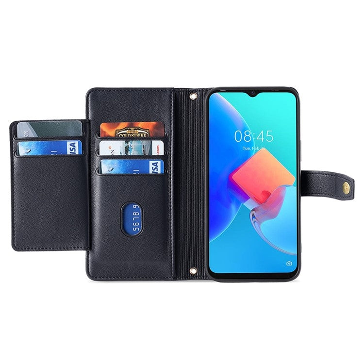 For Motorola Moto G24 4G Sheep Texture Cross-body Zipper Wallet Leather Phone Case(Black)