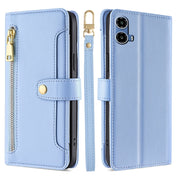 For Motorola Moto G34 5G Sheep Texture Cross-body Zipper Wallet Leather Phone Case(Blue)