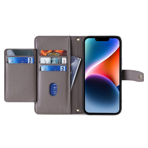 For Motorola Moto G34 5G Sheep Texture Cross-body Zipper Wallet Leather Phone Case(Grey)