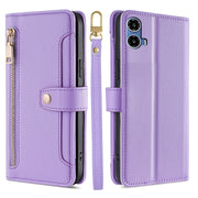 For Motorola Moto G34 5G Sheep Texture Cross-body Zipper Wallet Leather Phone Case(Purple)