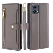 For Motorola Edge 5G 2024 Sheep Texture Cross-body Zipper Wallet Leather Phone Case(Grey)