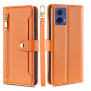 For Motorola Moto G85 5G Sheep Texture Cross-body Zipper Wallet Leather Phone Case(Orange)