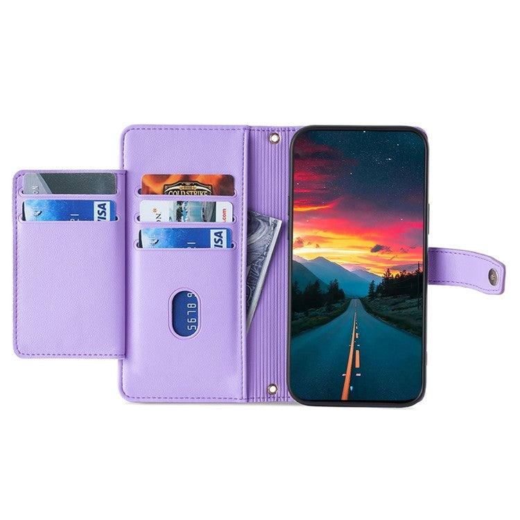 For Motorola Edge 50 5G Sheep Texture Cross-body Zipper Wallet Leather Phone Case(Purple)