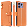 For Motorola Edge 50 Pro 5G Sheep Texture Cross-body Zipper Wallet Leather Phone Case(Orange) - Motorola Cases by PMC TechLife | Online Shopping South Africa | PMC TechLife | Buy Now Pay Later Mobicred