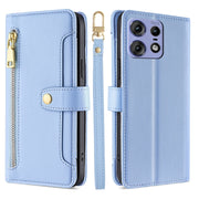 For Motorola Edge 50 Pro 5G Sheep Texture Cross-body Zipper Wallet Leather Phone Case(Blue)