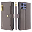 For Motorola Edge 50 Pro 5G Sheep Texture Cross-body Zipper Wallet Leather Phone Case(Grey) - Motorola Cases by PMC TechLife | Online Shopping South Africa | PMC TechLife | Buy Now Pay Later Mobicred