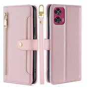 For Motorola Edge 50 Fusion 5G Sheep Texture Cross-body Zipper Wallet Leather Phone Case(Pink)