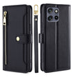 For Motorola Edge 50 Neo 5G Sheep Texture Cross-body Zipper Wallet Leather Phone Case(Black) - Motorola Cases by PMC TechLife | Online Shopping South Africa | PMC TechLife | Buy Now Pay Later Mobicred