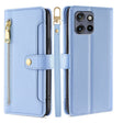 For Motorola Edge 50 Neo 5G Sheep Texture Cross-body Zipper Wallet Leather Phone Case(Blue) - Motorola Cases by PMC TechLife | Online Shopping South Africa | PMC TechLife | Buy Now Pay Later Mobicred