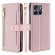 For Motorola Edge 50 Neo 5G Sheep Texture Cross-body Zipper Wallet Leather Phone Case(Pink) - Motorola Cases by PMC TechLife | Online Shopping South Africa | PMC TechLife | Buy Now Pay Later Mobicred