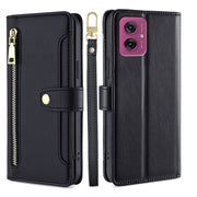 For Motorola Moto G55 5G Sheep Texture Cross-body Zipper Wallet Leather Phone Case(Black)