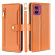For Motorola Moto G55 5G Sheep Texture Cross-body Zipper Wallet Leather Phone Case(Orange) - Motorola Cases by PMC TechLife | Online Shopping South Africa | PMC TechLife | Buy Now Pay Later Mobicred