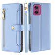 For Motorola Moto G55 5G Sheep Texture Cross-body Zipper Wallet Leather Phone Case(Blue) - Motorola Cases by PMC TechLife | Online Shopping South Africa | PMC TechLife | Buy Now Pay Later Mobicred