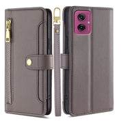 For Motorola Moto G55 5G Sheep Texture Cross-body Zipper Wallet Leather Phone Case(Grey)