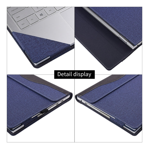 For Microsoft Surface Book 3 / 2 / 1 13.5 inch Cloth Texture Laptop Leather Case With Stand Function(Blue)