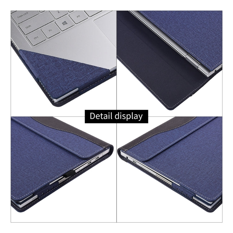 For Microsoft Surface Book 3 / 2 / 1 13.5 inch Cloth Texture Laptop Leather Case With Stand Function(Blue)