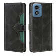 For Motorola Moto G Play 4G 2024 Skin Feel Magnetic Buckle Leather Phone Case(Black) - Motorola Cases by PMC Jewellery | Online Shopping South Africa | PMC Jewellery | Buy Now Pay Later Mobicred