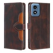 For Motorola Moto G Play 4G 2024 Skin Feel Magnetic Buckle Leather Phone Case(Brown)