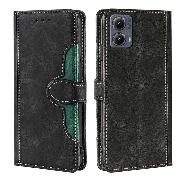 For Motorola Edge 5G 2024 Skin Feel Magnetic Buckle Leather Phone Case(Black) - Motorola Cases by PMC Jewellery | Online Shopping South Africa | PMC Jewellery | Buy Now Pay Later Mobicred