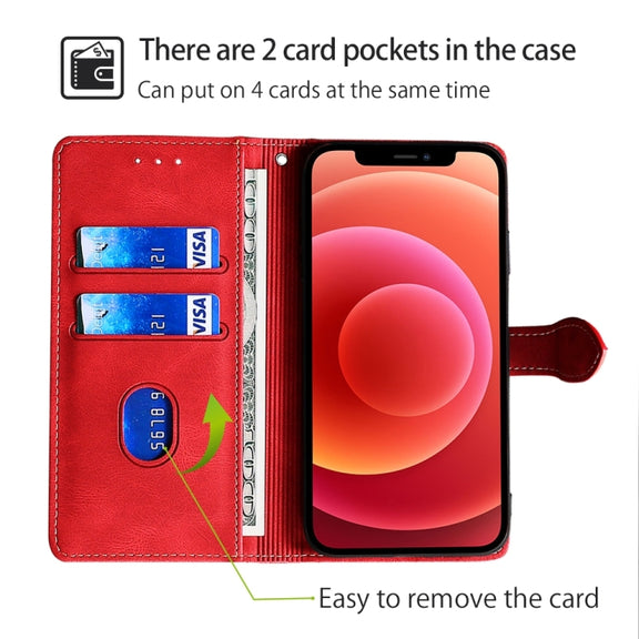 For Motorola Edge 5G 2024 Skin Feel Magnetic Buckle Leather Phone Case(Red)