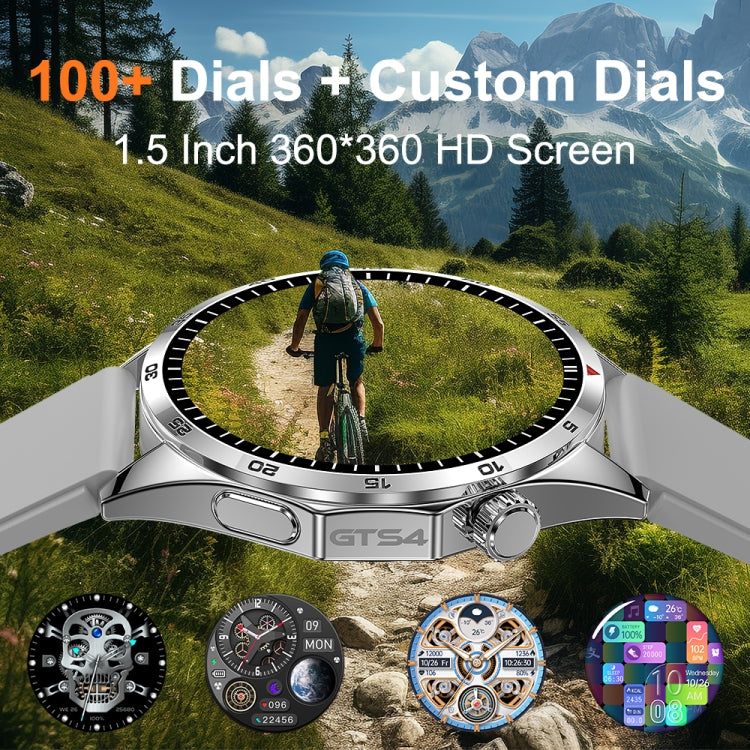 LEMFO GTS4/LT09 1.5 inch IP67 Fitness Wellness Smart Watch Support Bluetooth Call / Sleep / Blood Oxygen / Heart Rate Health Monitor, Silicone Strap(Silver)