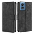 For Motorola Moto G Play 4G 2024 Skin Feel Crocodile Magnetic Clasp Leather Phone Case(Black) - Motorola Cases by PMC Jewellery | Online Shopping South Africa | PMC Jewellery | Buy Now Pay Later Mobicred