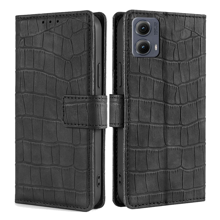 For Motorola Edge 5G 2024 Skin Feel Crocodile Magnetic Clasp Leather Phone Case(Black) - Motorola Cases by PMC Jewellery | Online Shopping South Africa | PMC Jewellery | Buy Now Pay Later Mobicred