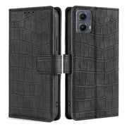 For Motorola Edge 5G 2024 Skin Feel Crocodile Magnetic Clasp Leather Phone Case(Black)