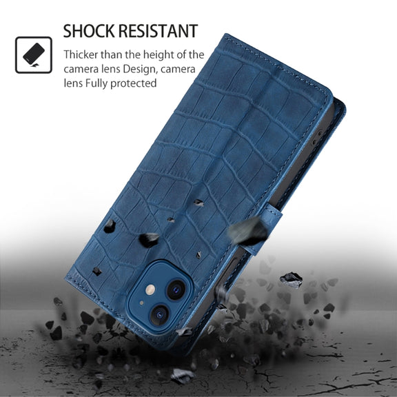 For Motorola Edge 5G 2024 Skin Feel Crocodile Magnetic Clasp Leather Phone Case(Blue)