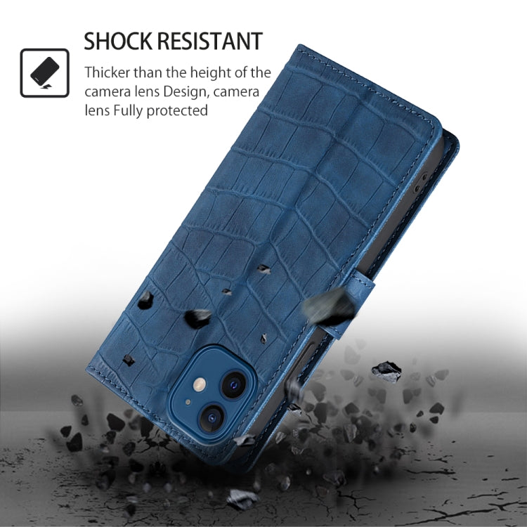 For Motorola Edge 5G 2024 Skin Feel Crocodile Magnetic Clasp Leather Phone Case(Blue)