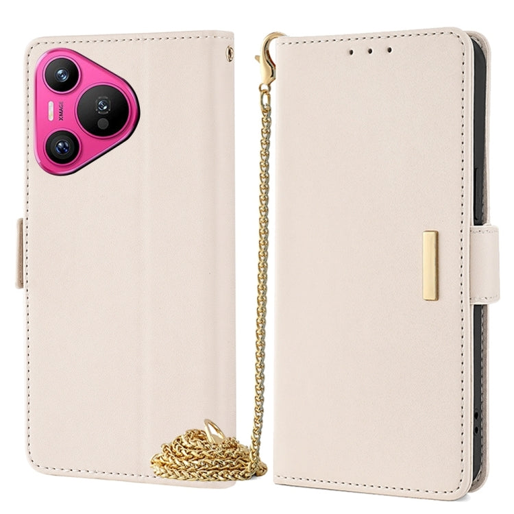 For Huawei Pura 70 5G Crossbody Chain Leather Phone Case(White) - free shipping - PMC Jewellery - Order now!