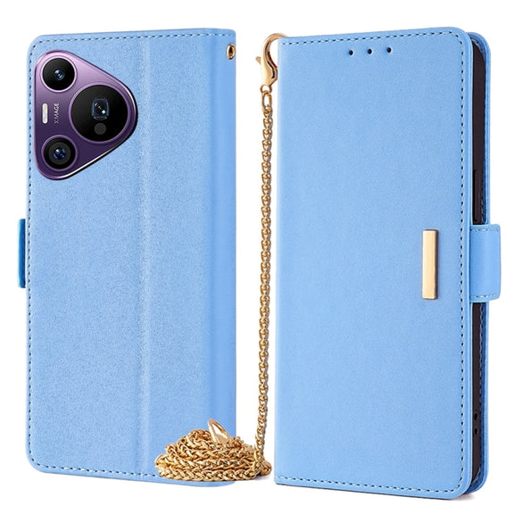 For Huawei Pura 70 Pro / 70 Pro+ 5G Crossbody Chain Leather Phone Case(Blue)