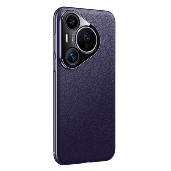 For Huawei Pura 70 Pro / Pro+ Litchi Texture Genuine Leather Phone Case(Dark Purple)