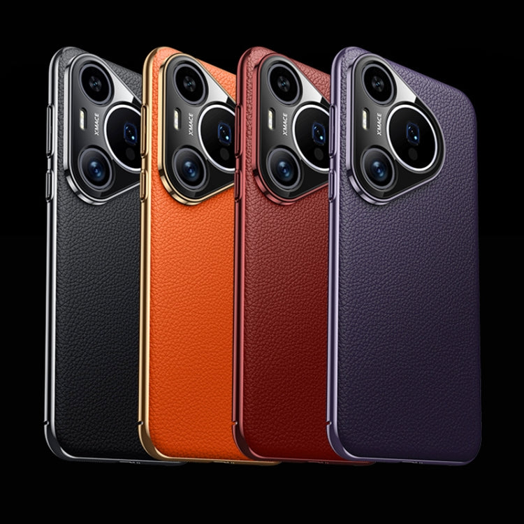 For Huawei Pura 70 Ultra Litchi Texture Genuine Leather Phone Case(Dark Purple)