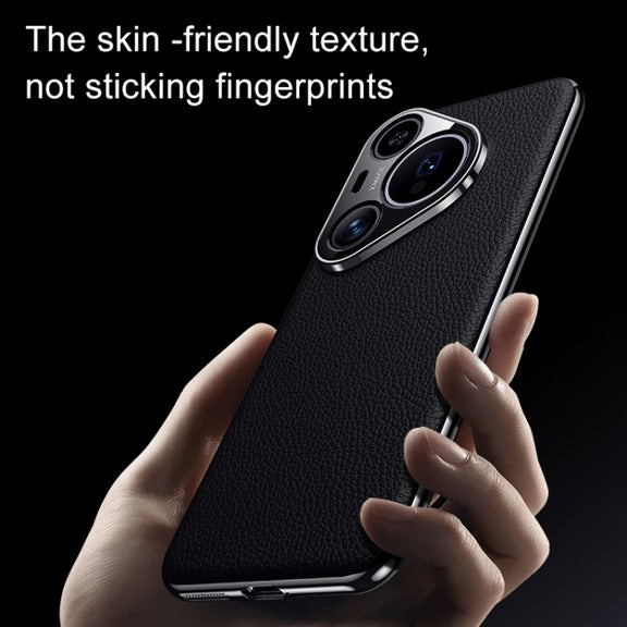 For Huawei Pura 70 Pro / Pro+ Litchi Texture Genuine Leather Phone Case(Dark Purple)