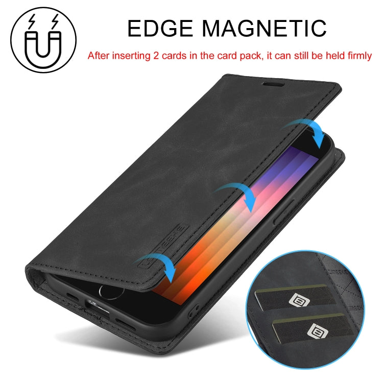 For iPhone 16e LC.IMEEKE Strong Magnetism Microfiber Leather Phone Case(Black) - iPhone 16e Cases by LC.IMEEKE | Online Shopping South Africa | PMC TechLife | Buy Now Pay Later Mobicred