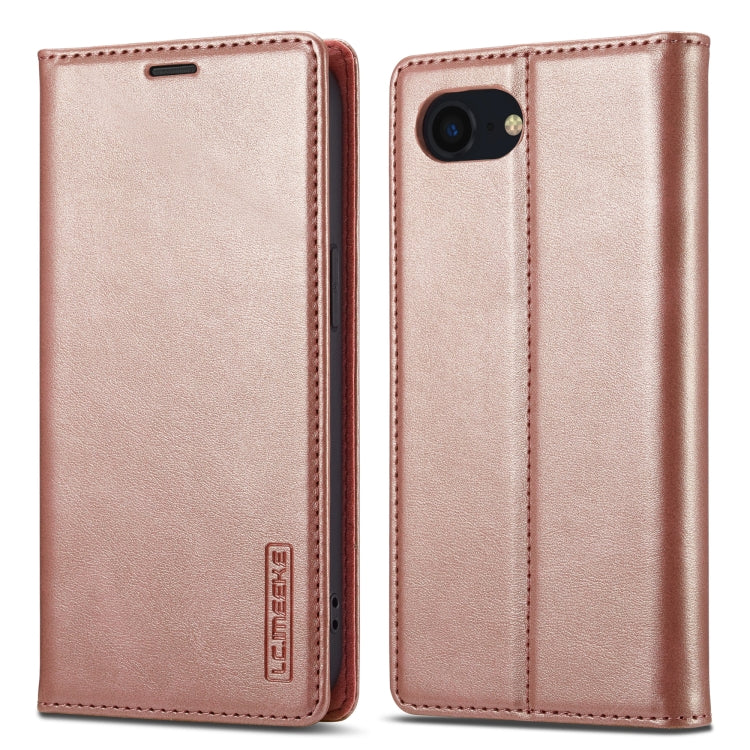 For iPhone 16e LC.IMEEKE Strong Magnetism Microfiber Leather Phone Case(Rose Gold) - iPhone 16e Cases by LC.IMEEKE | Online Shopping South Africa | PMC TechLife | Buy Now Pay Later Mobicred