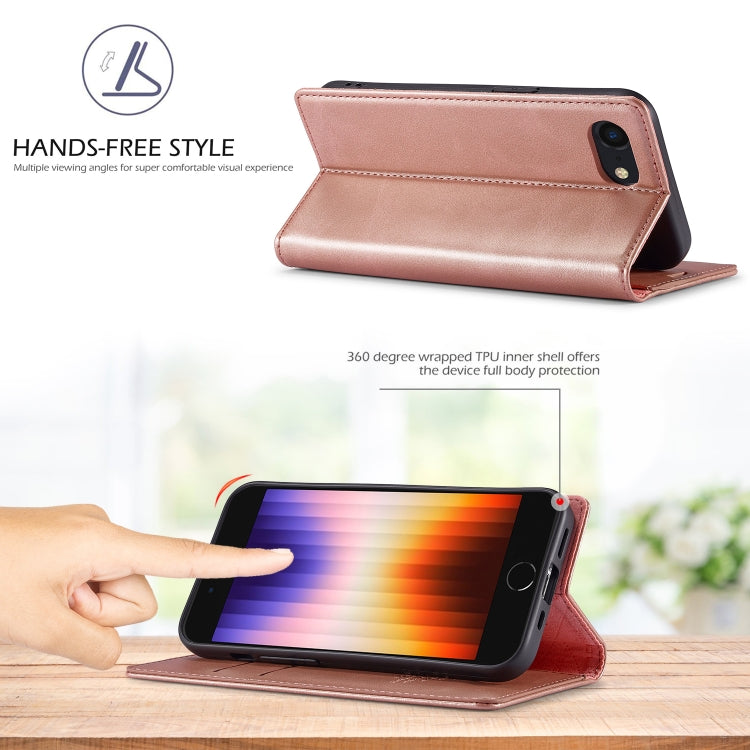 For iPhone 16e LC.IMEEKE Strong Magnetism Microfiber Leather Phone Case(Rose Gold) - iPhone 16e Cases by LC.IMEEKE | Online Shopping South Africa | PMC TechLife | Buy Now Pay Later Mobicred