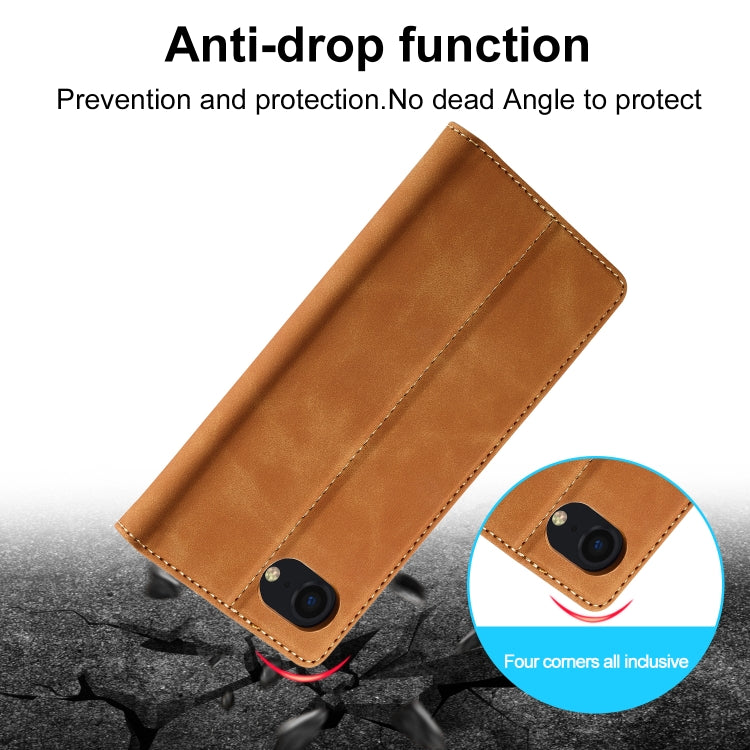 For iPhone 16e LC.IMEEKE Strong Magnetism Microfiber Leather Phone Case(Brown)