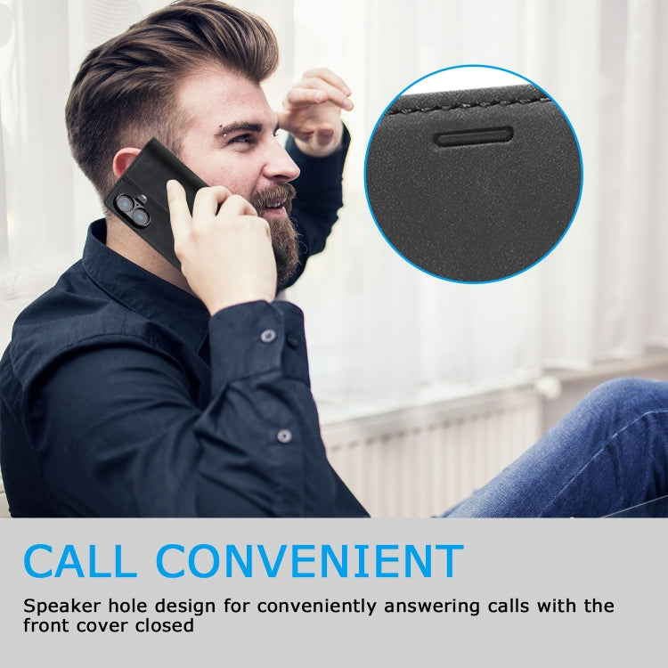 For iPhone 16 Plus LC.IMEEKE Strong Magnetism Microfiber Leather Phone Case(Black)